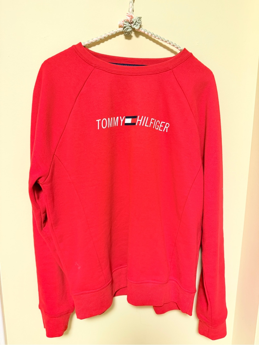 Tommy Hilfiger Red Logo Crew Sweatshirt
